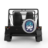 THE MOUNTAINS ARE CALLING SILVER CARBON FIBER TIRE COVER FOR MOKE