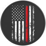 THIN RED LINE FIREFIGHTER FLAG BLACK CARBON FIBER TIRE COVER