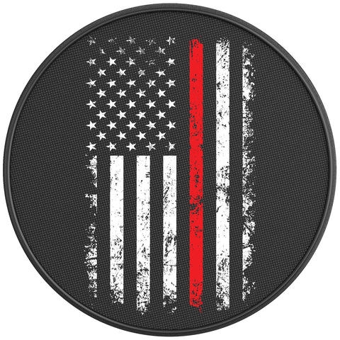 THIN RED LINE FIREFIGHTER FLAG PEARL  WHITE CARBON FIBER TIRE COVER
