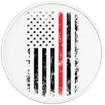 THIN RED LINE FIREFIGHTER FLAG PEARL  WHITE CARBON FIBER TIRE COVER