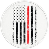 THIN RED LINE FIREFIGHTER FLAG PEARL  WHITE CARBON FIBER TIRE COVER