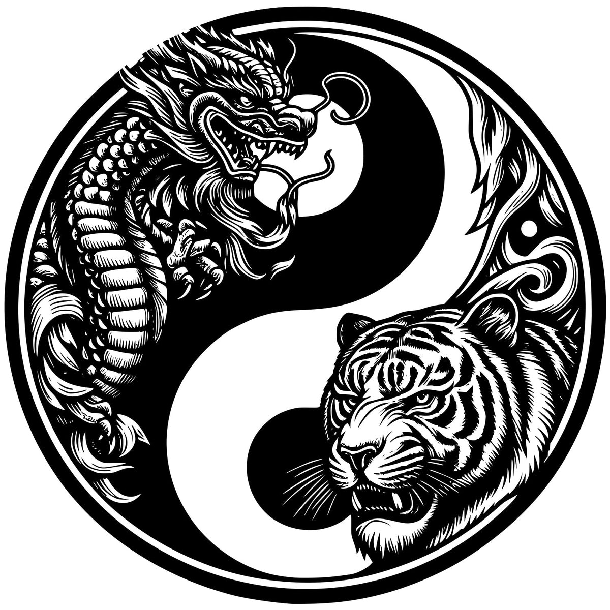 Tiger Dragon Ying Yang Tire Cover| Four Wheel Covers