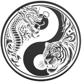 TIGER DRAGON YING YANG BLACK TIRE COVER