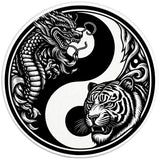 TIGER DRAGON YING YANG PEARL  WHITE CARBON FIBER TIRE COVER