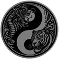 TIGER DRAGON YING YANG SILVER CARBON FIBER TIRE COVER
