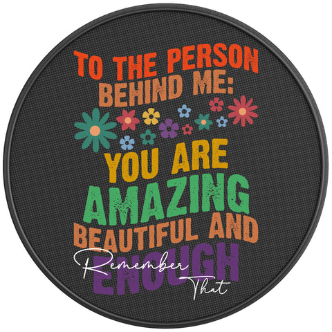 TO THE PERSON BEHIND ME BLACK CARBON FIBER TIRE COVER