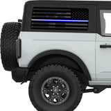 TRANSPARENT AMERICAN FLAG BLUE AND WHITE LINE FOR EMS QUARTER WINDOW DECAL FITS 2021+ FORD BRONCO 2 DOOR HARD TOP
