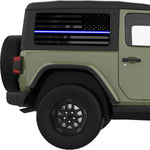 TRANSPARENT AMERICAN FLAG BLUE AND WHITE LINE FOR EMS QUARTER WINDOW DECAL FITS 2011-2018 JEEP WRANGLER 2 DOOR HARD TOP JK