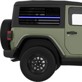 TRANSPARENT AMERICAN FLAG BLUE AND WHITE LINE FOR EMS QUARTER WINDOW DECAL FITS 2011-2018 JEEP WRANGLER 2 DOOR HARD TOP JK