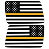 TRANSPARENT AMERICAN FLAG GOLDEN LINE FOR DISPATCH QUARTER WINDOW DRIVER & PASSENGER DECALS