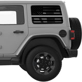 TRANSPARENT AMERICAN FLAG GRAY LINE FOR CORRECTIONS QUARTER WINDOW DECAL FITS 2018+ JEEP WRANGLER 4 DOOR HARD TOP JLU