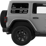 TRANSPARENT AMERICAN FLAG GRAY LINE FOR CORRECTIONS QUARTER WINDOW DECAL FITS 2011-2018 JEEP WRANGLER 4 DOOR HARD TOP JKU