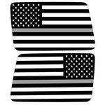TRANSPARENT AMERICAN FLAG GRAY LINE FOR CORRECTIONS QUARTER WINDOW DRIVER & PASSENGER DECALS
