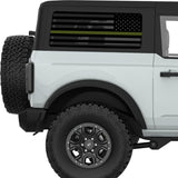 TRANSPARENT AMERICAN FLAG GREEN LINE FOR ARMED FORCES QUARTER WINDOW DECAL FITS 2021+ FORD BRONCO 2 DOOR HARD TOP