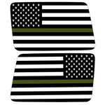 TRANSPARENT AMERICAN FLAG GREEN LINE FOR ARMED FORCES QUARTER WINDOW DRIVER & PASSENGER DECALS