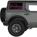 TRANSPARENT AMERICAN FLAG PINK LINE FOR BREAST CANCER QUARTER WINDOW DECAL FITS 2021+ FORD BRONCO 4 DOOR HARD TOP