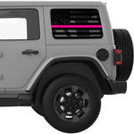 TRANSPARENT AMERICAN FLAG PINK LINE FOR BREAST CANCER QUARTER WINDOW DECAL FITS 2018+ JEEP WRANGLER 4 DOOR HARD TOP JLU