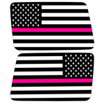 TRANSPARENT AMERICAN FLAG PINK LINE FOR BREAST CANCER QUARTER WINDOW DRIVER & PASSENGER DECALS