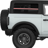TRANSPARENT AMERICAN FLAG RED AND WHITE LINE FOR NURSES QUARTER WINDOW DECAL FITS 2021+ FORD BRONCO 2 DOOR HARD TOP