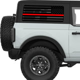 TRANSPARENT AMERICAN FLAG RED LINE FOR FIREFIGHTERS QUARTER WINDOW DECAL FITS 2021+ FORD BRONCO 2 DOOR HARD TOP