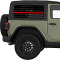 TRANSPARENT AMERICAN FLAG RED LINE FOR FIREFIGHTERS QUARTER WINDOW DECAL FITS 2011-2018 JEEP WRANGLER 2 DOOR HARD TOP JK