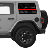 TRANSPARENT AMERICAN FLAG RED LINE FOR FIREFIGHTERS QUARTER WINDOW DECAL FITS 2018+ JEEP WRANGLER 4 DOOR HARD TOP JLU