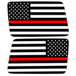 TRANSPARENT AMERICAN FLAG RED LINE FOR FIREFIGHTERS QUARTER WINDOW DRIVER & PASSENGER DECALS
