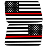 TRANSPARENT AMERICAN FLAG RED LINE FOR FIREFIGHTERS QUARTER WINDOW DRIVER & PASSENGER DECALS