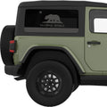 TRANSPARENT CALIFORNIA STATE FLAG QUARTER WINDOW DECAL FITS 2011-2018 JEEP WRANGLER 2 DOOR HARD TOP JK