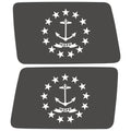 TRANSPARENT RHODE ISLAND STATE FLAG QUARTER WINDOW DRIVER & PASSENGER DECALS