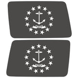 TRANSPARENT RHODE ISLAND STATE FLAG QUARTER WINDOW DRIVER & PASSENGER DECALS