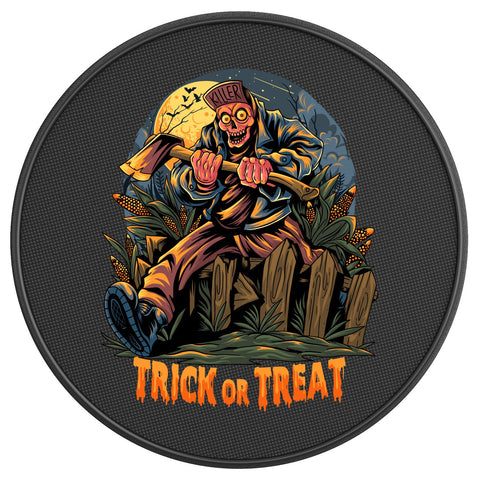 TRICK OR TREAT HALLOWEEN ZOMBIE BLACK CARBON FIBER TIRE COVER