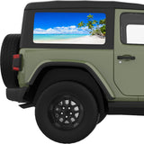 TROPICAL BEACH QUARTER WINDOW DECAL FITS 2011-2018 JEEP WRANGLER 2 DOOR HARD TOP JK