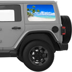 TROPICAL BEACH QUARTER WINDOW DECAL FITS 2018+ JEEP WRANGLER 4 DOOR HARD TOP JLU