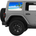 TROPICAL BEACH QUARTER WINDOW DECAL FITS 2011-2018 JEEP WRANGLER 4 DOOR HARD TOP JKU