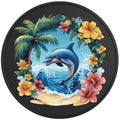 TROPICAL DOLPHIN BLACK TIRE COVER