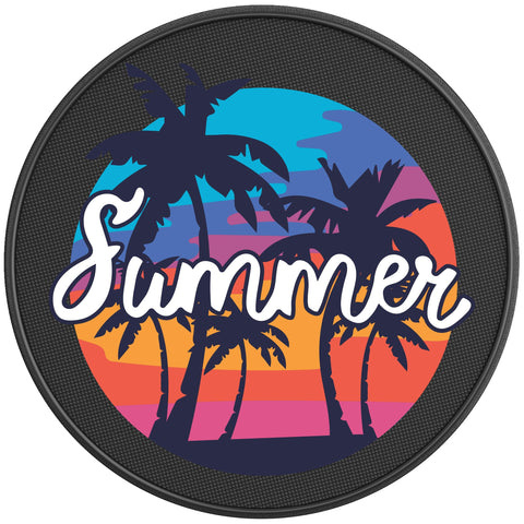 TROPICAL SUMMER SUNSET BLACK CARBON FIBER TIRE COVER