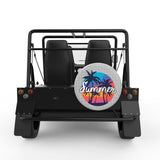 TROPICAL SUMMER SUNSET SILVER CARBON FIBER TIRE COVER FOR MOKE