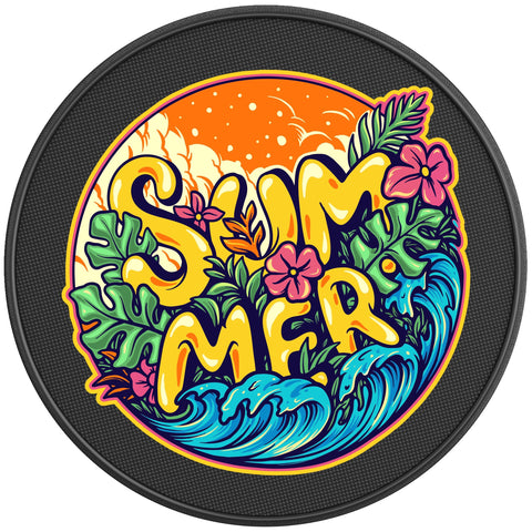 TROPICAL SUMMER VIBES BLACK CARBON FIBER TIRE COVER