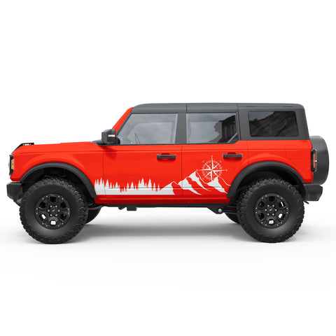 TREES MOUNTAINS COMPASS SIDE GRAPHIC DECAL FITS 2021+ FORD BRONCO 4 DOOR