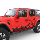 TREES MOUNTAINS COMPASS BODY GRAPHIC DECAL FITS 2018+ JEEP WRANGLER 4 DOOR JLU
