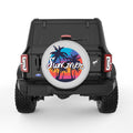 TROPICAL SUMMER SUNSET SILVER CARBON FIBER TIRE COVER
