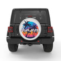 TROPICAL SUMMER SUNSET SILVER CARBON FIBER TIRE COVER