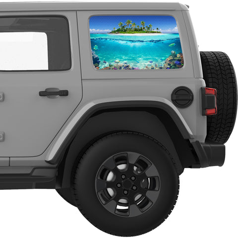 UNDERWATER ISLAND QUARTER WINDOW DECAL FITS 2018+ JEEP WRANGLER 4 DOOR HARD TOP JLU