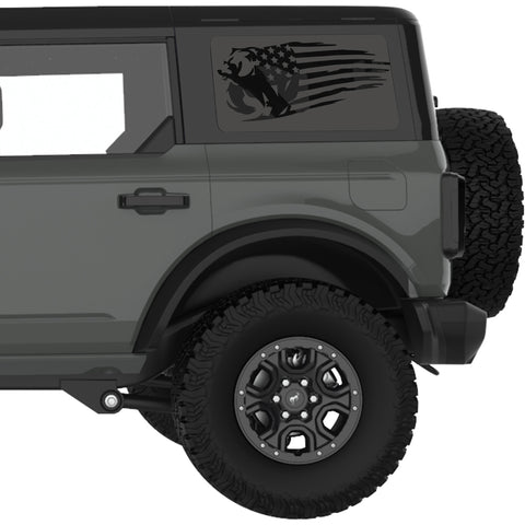 USA BEAR QUARTER WINDOW DECAL FITS 2021+ FORD BRONCO 4 DOOR HARD TOP
