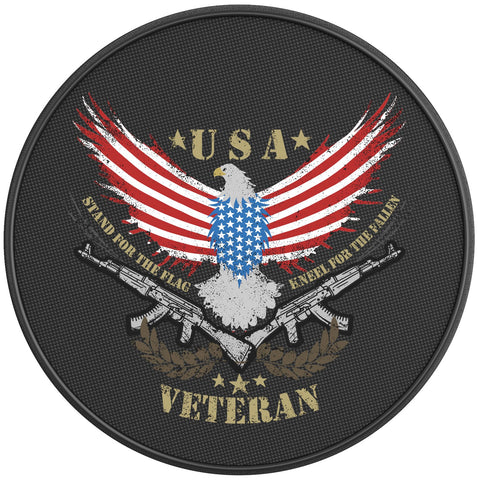 USA FLAG BALD EAGLE PEARL  WHITE CARBON FIBER TIRE COVER