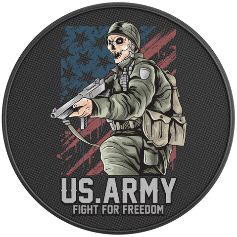 US ARMY FIGHT FOR FREEDOM BLACK CARBON FIBER TIRE COVER