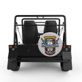 US ARMY SKULL AND GUNS SILVER CARBON FIBER TIRE COVER FOR MOKE
