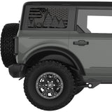 US FLAG DEER TREES QUARTER WINDOW DECAL FITS 2021+ FORD BRONCO 4 DOOR HARD TOP