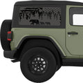 US FLAG FOREST MOUNTAINS BEAR FAMILY QUARTER WINDOW DECAL FITS 2011-2018 JEEP WRANGLER 2 DOOR HARD TOP JK